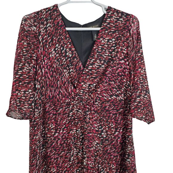 Lane Bryant Size 20 Dress Chiffon Faux Wrap Lined 3/4 Sleeve Flowy Lined Midi - Picture 5 of 10